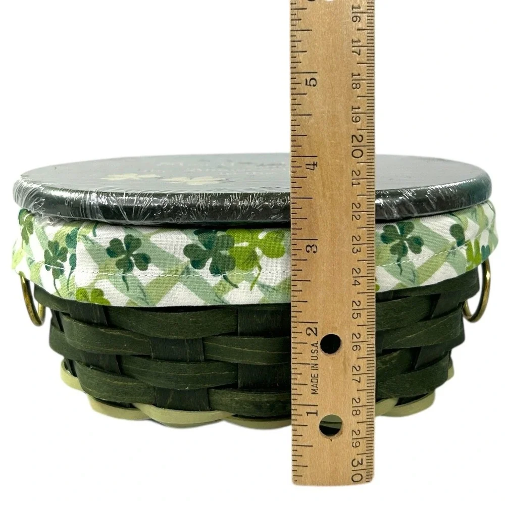 Longaberger 2011 FIELDS OF CLOVER Basket with Lid Liner Protector Tags